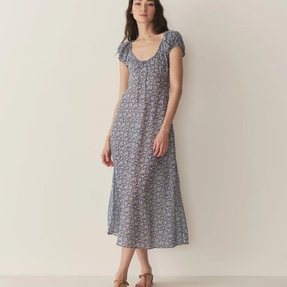 Doen Sofia Dress sz S in BLUE PORCELAIN TEA FLORAL - Picture 2 of 14